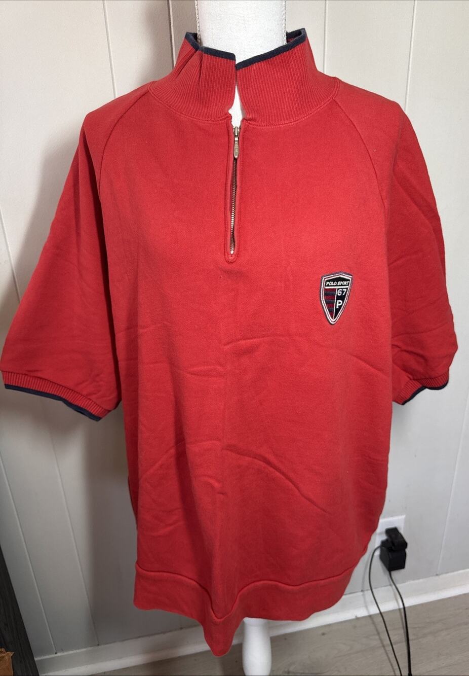 Vintage Ralph Lauren Polo Sport Red Half Zip Badge Logo Size 2XL AA1